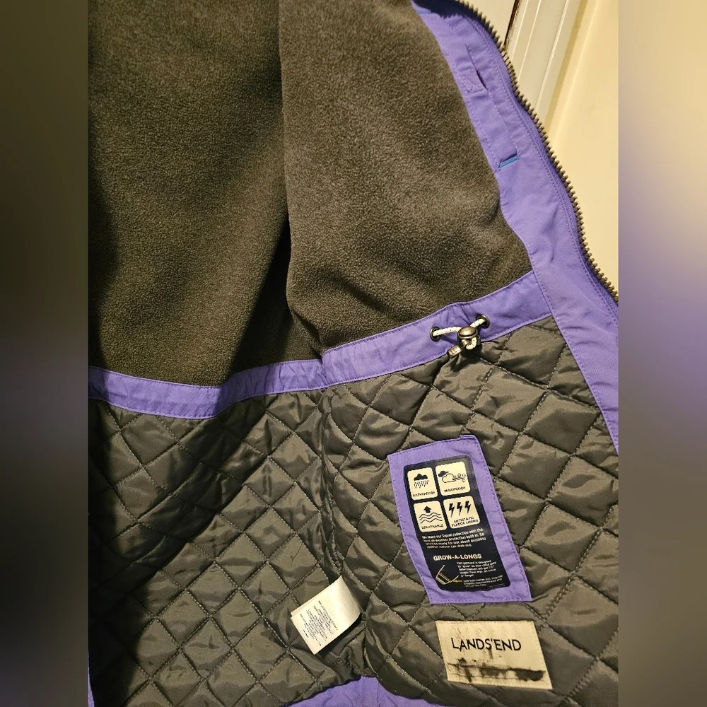 Lands' End Girls' Squall Jacket Purple Waterproof Windproof Hooded Size XL 16